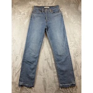 Levi's Jeans Women's 25 Blue Wedgie Straight Button Fly Raw Hem Waterless Denim